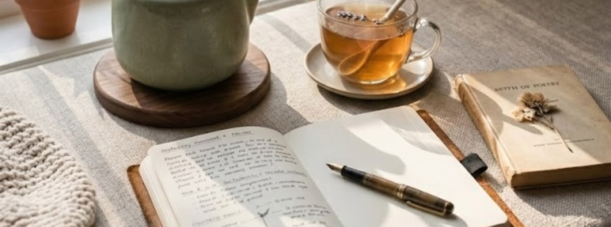 Herbal tea and mortar on a table