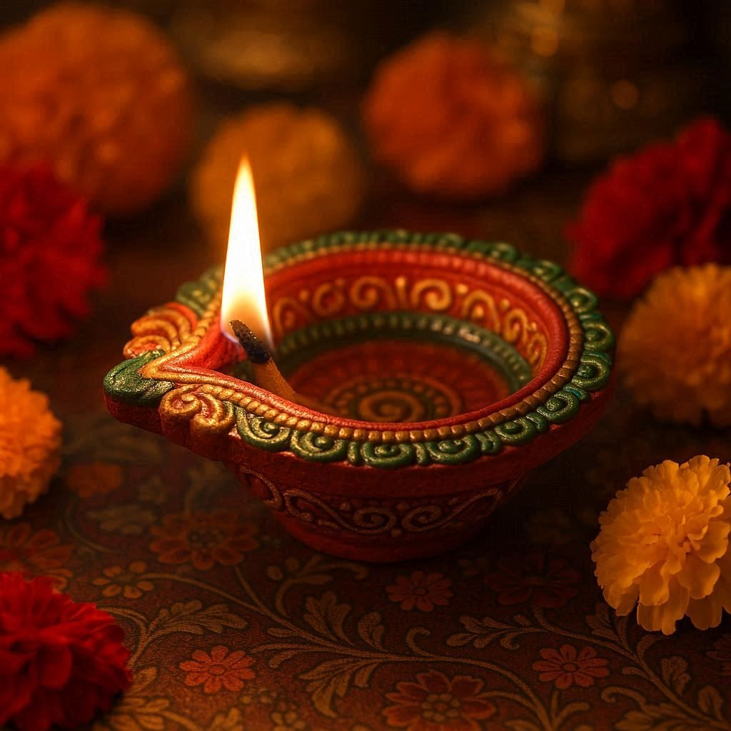 Lit candle