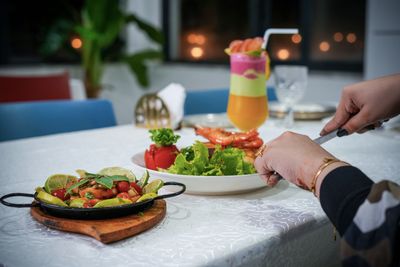 Shared meal with fresh, healthy food