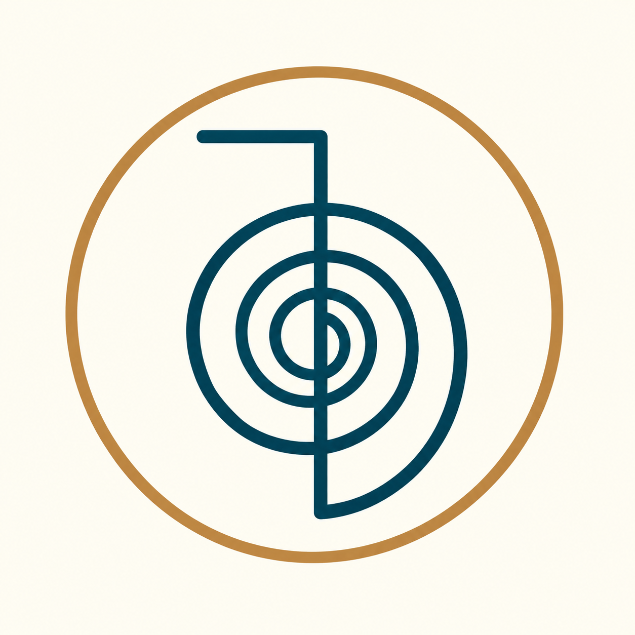 Teal Reiki Symbol in Golden Circle