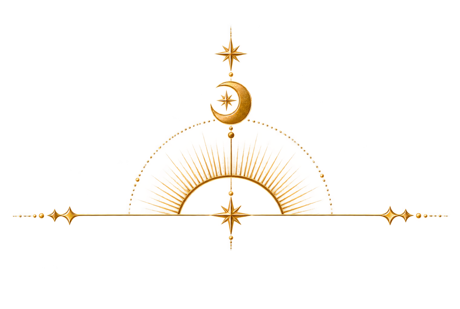 Golden celestial sunburst divider