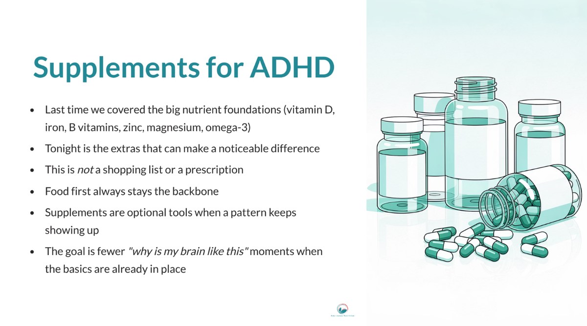 A slide from the supplement training: Supplements for ADHD