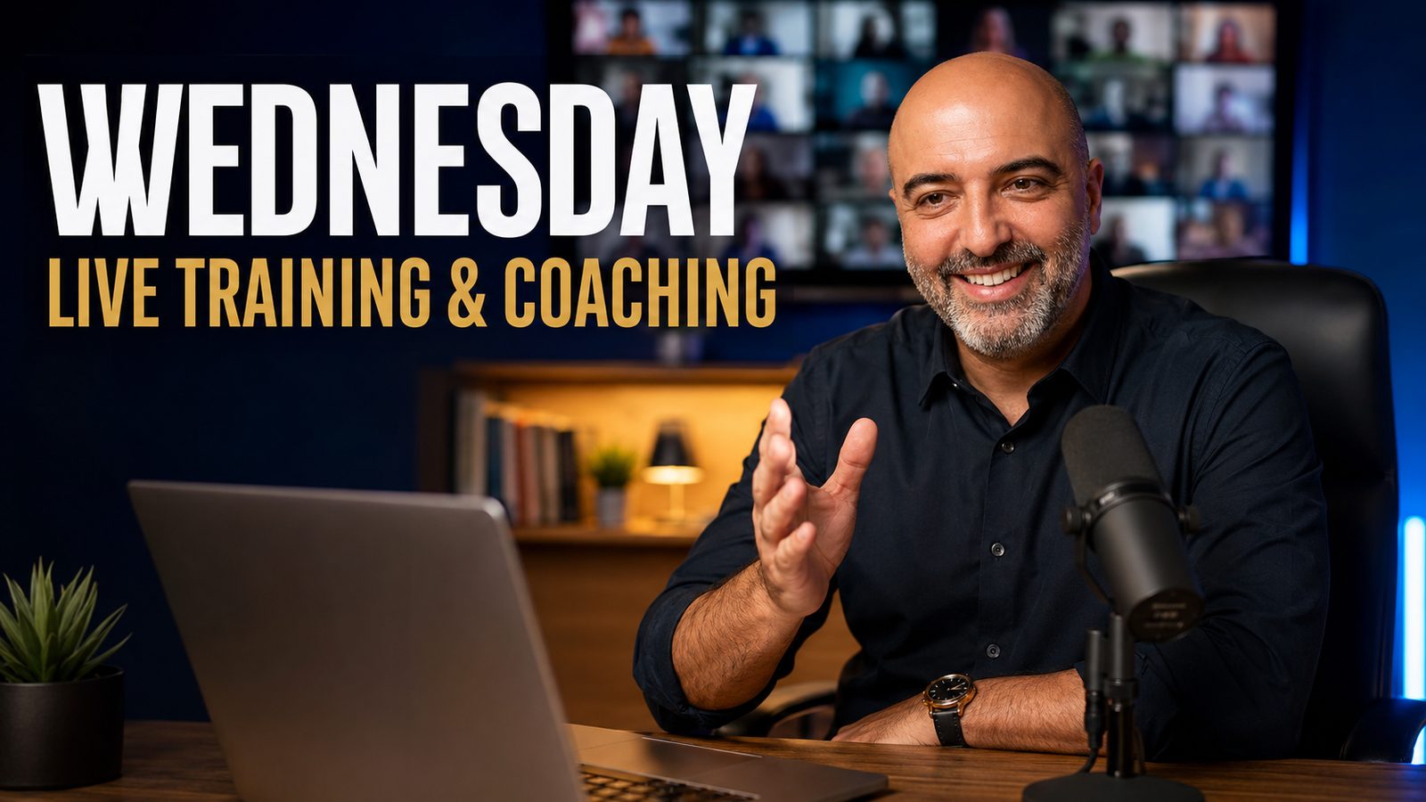 Arash hosting the Wednesday live training and coaching session