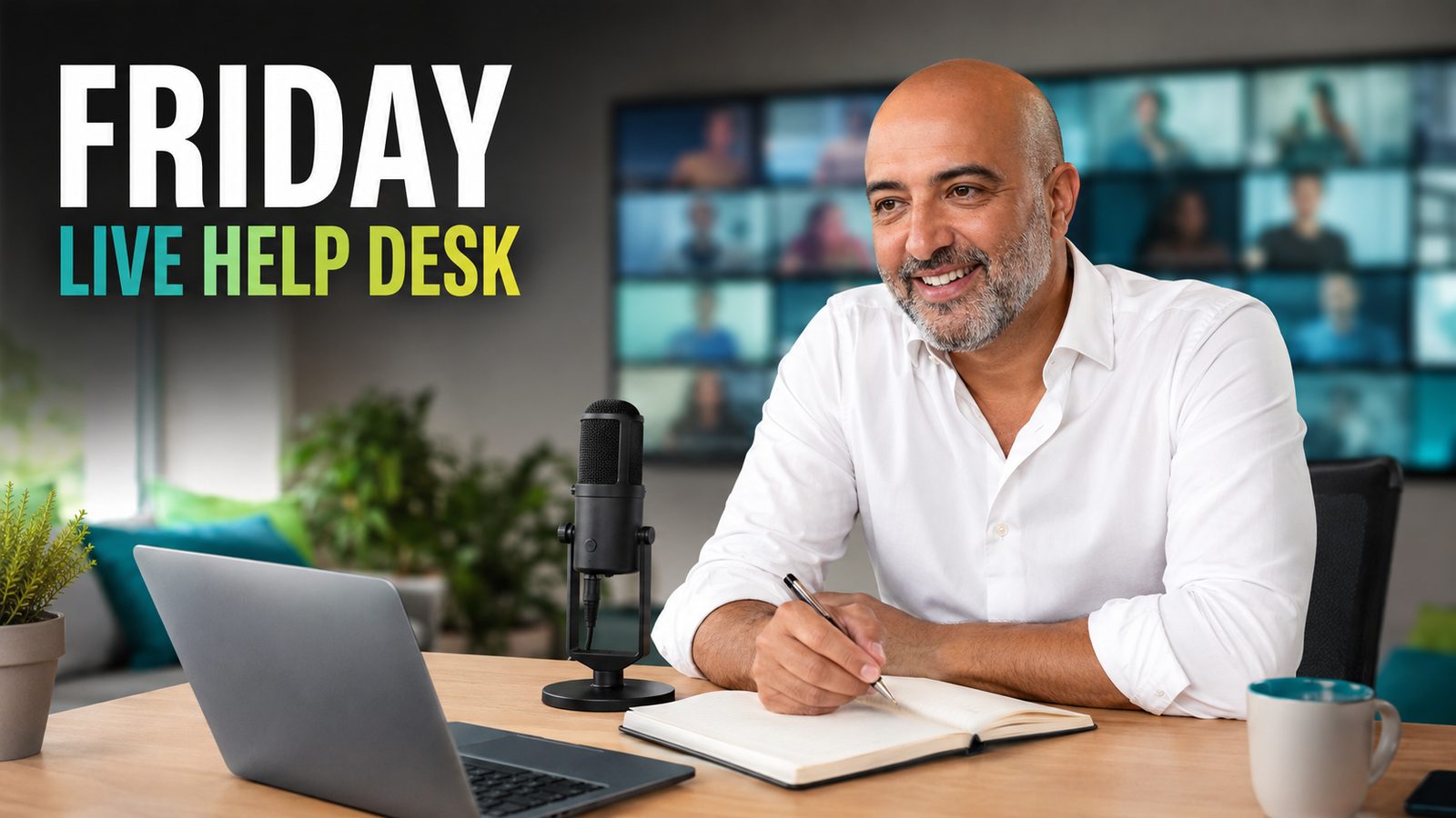 Arash hosting the Friday live help desk session