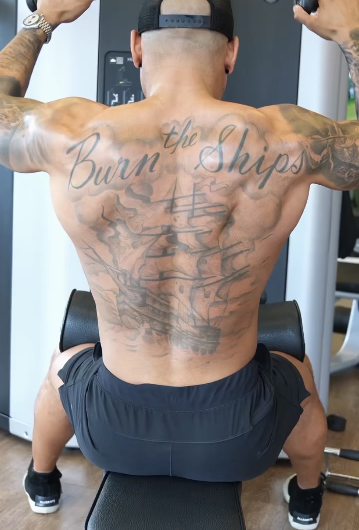 Andre Tate’s Burn the Ships back tattoo