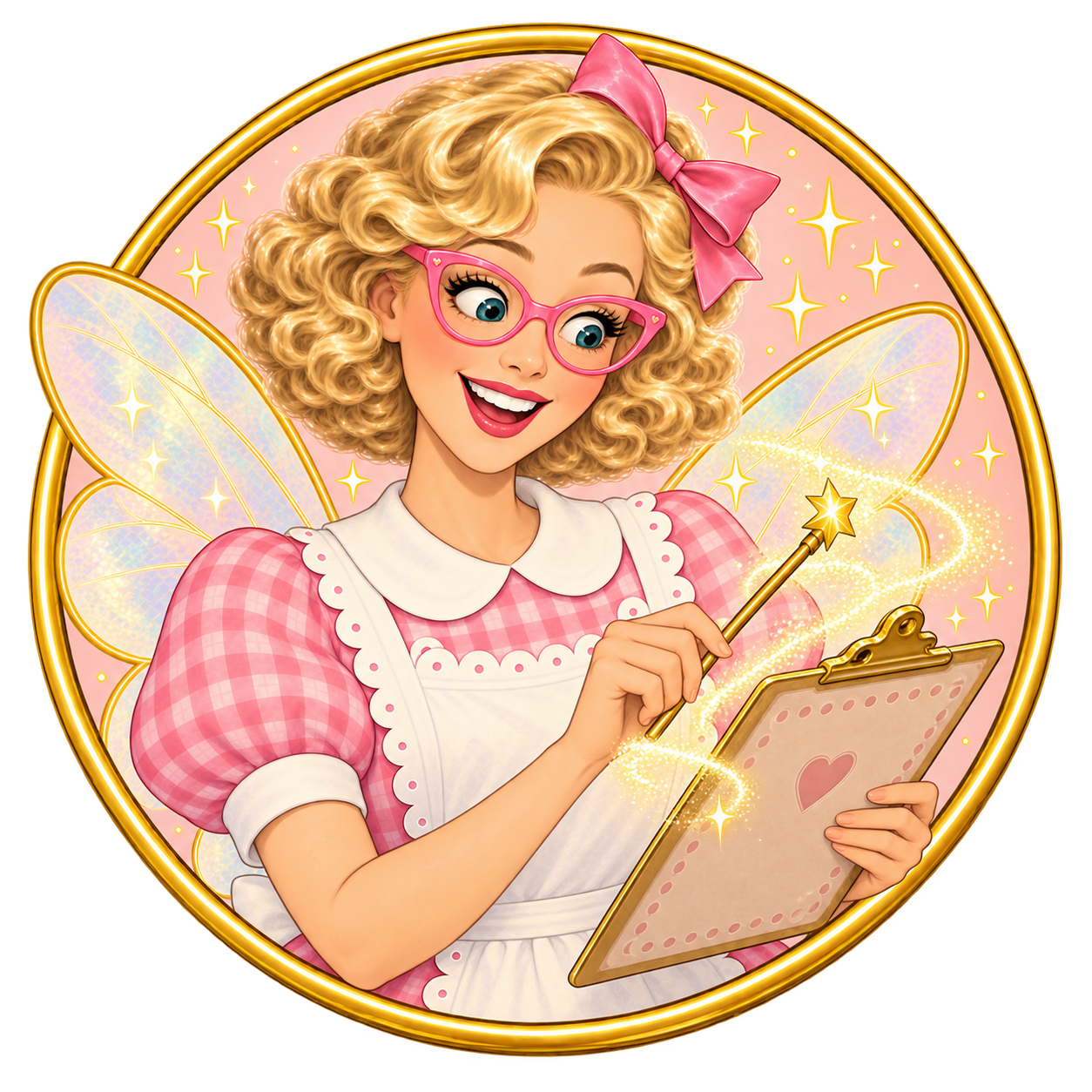 Little Suzy Lightworker holding her clipboard