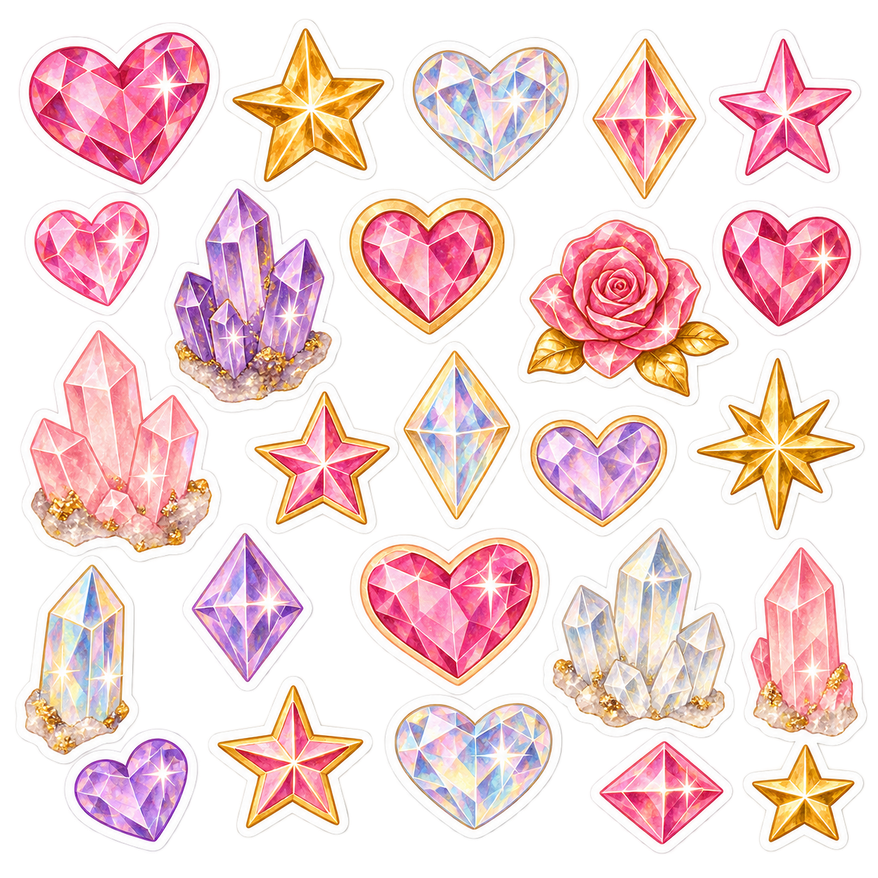 A sheet of Suzy's gem stickers