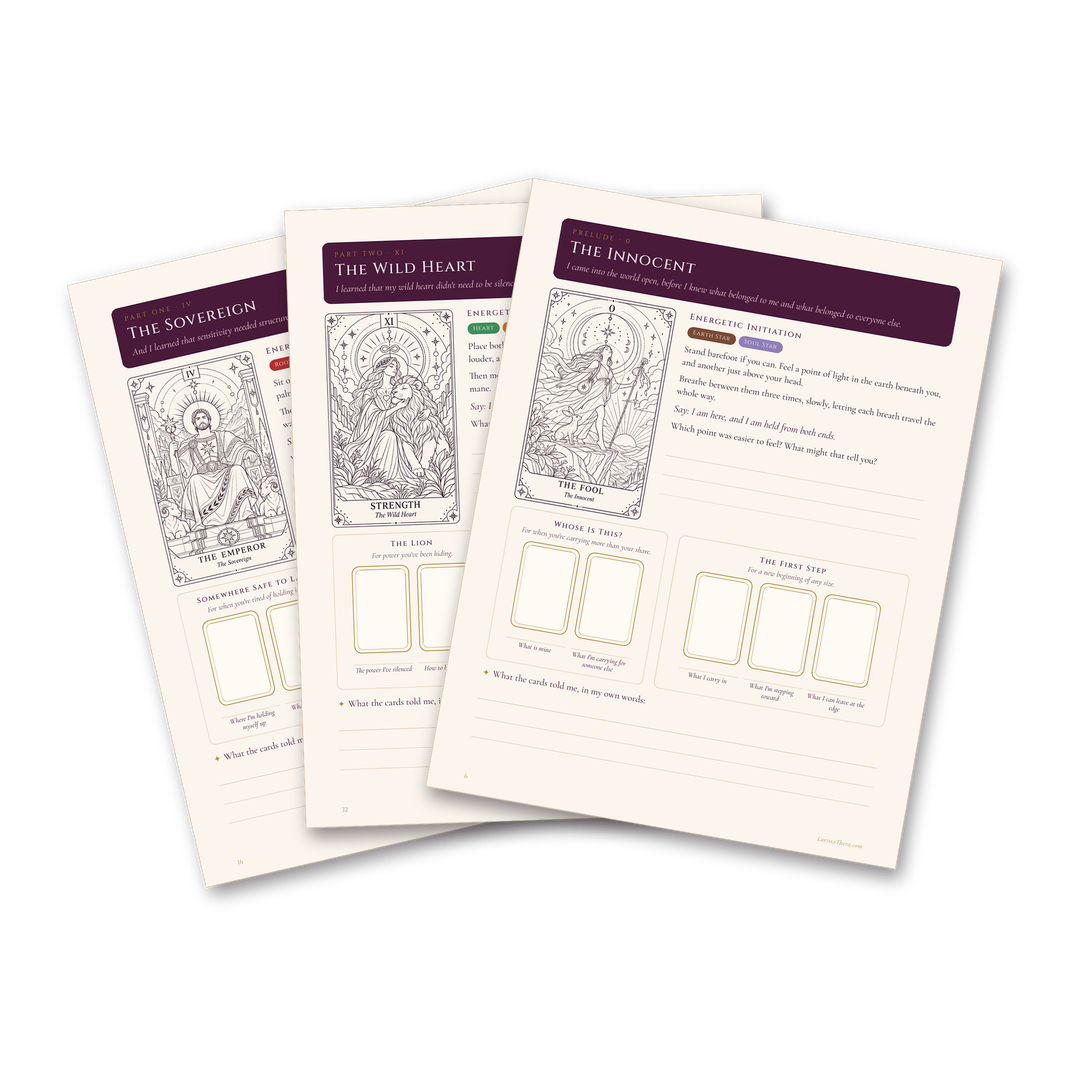 Journal pages for The Sovereign, The Wild Heart, and The Innocent