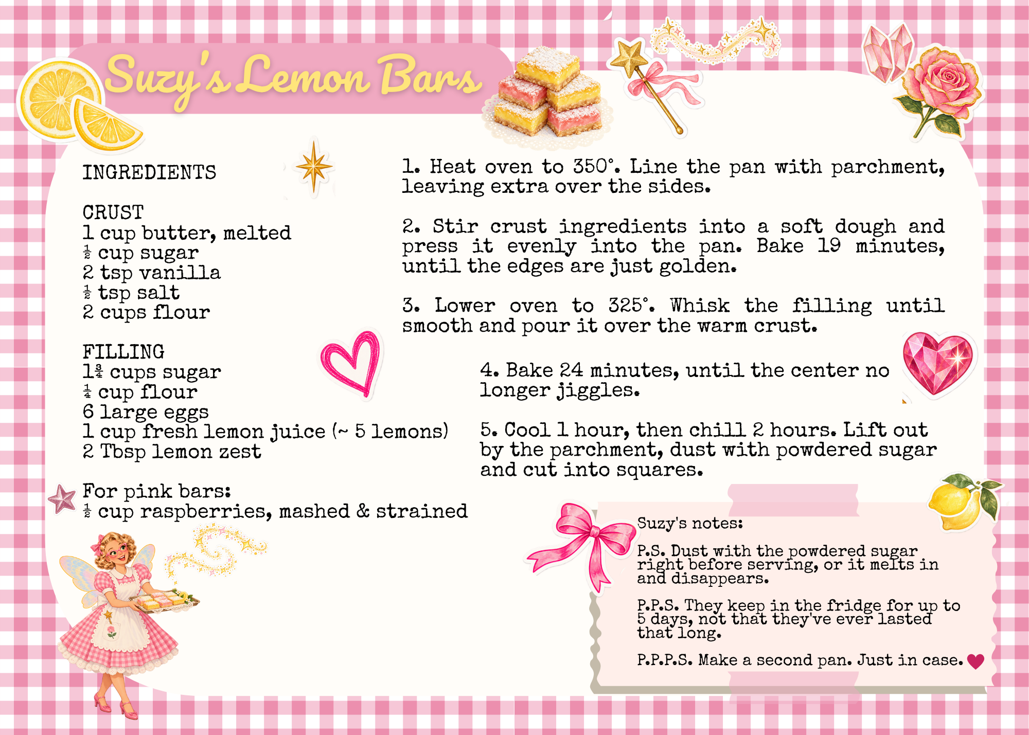 Suzy's Lemon Bars recipe