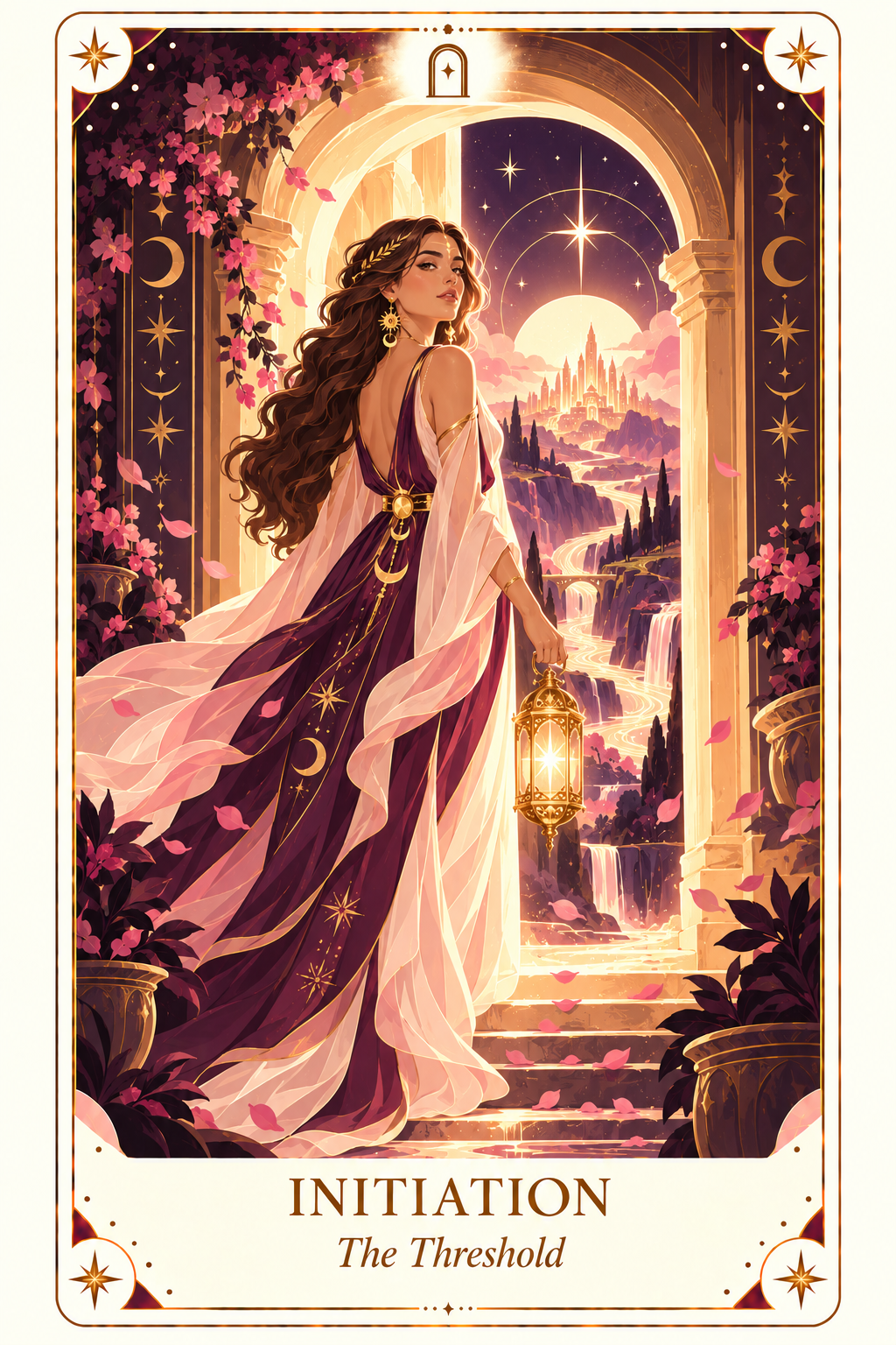 Illustration of a woman at the threshold of her initiation