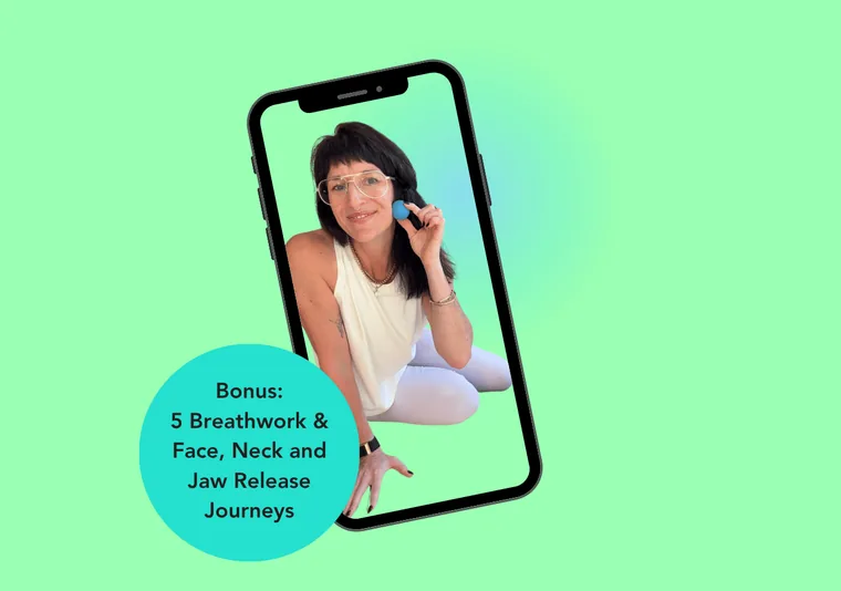 Summer using a RAD ball on her jaw, shown on a phone