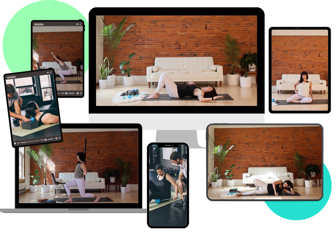 Functional Movement Assessment videos on laptop, tablet and phone