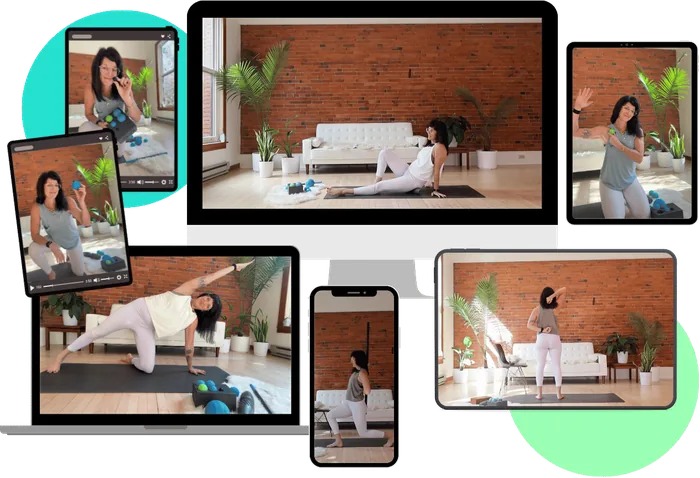 Follow-along mobility classes on desktop, laptop, tablet and phone