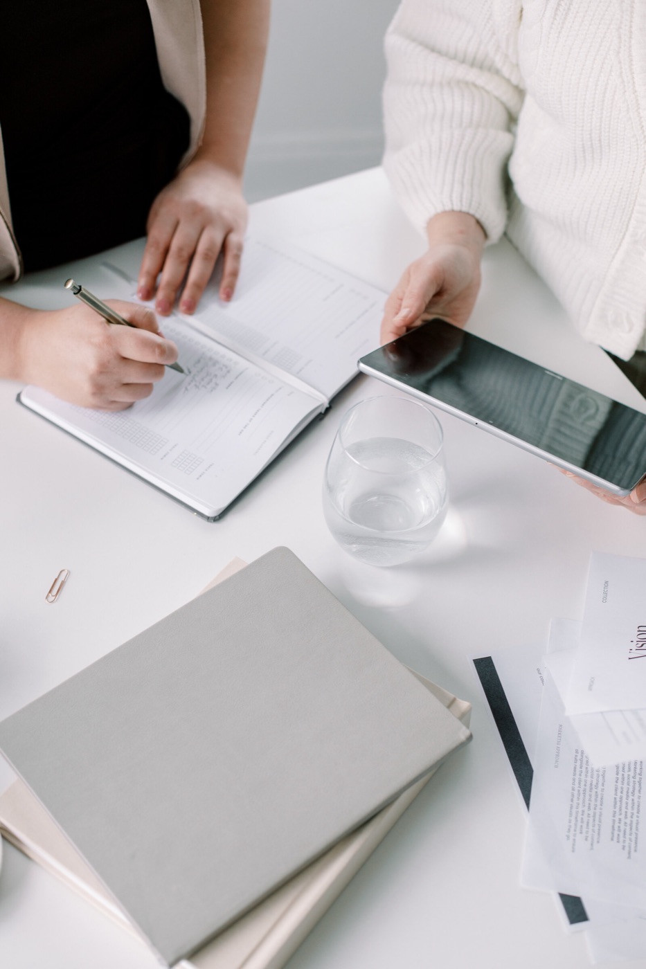 Planning a client journey at a desk