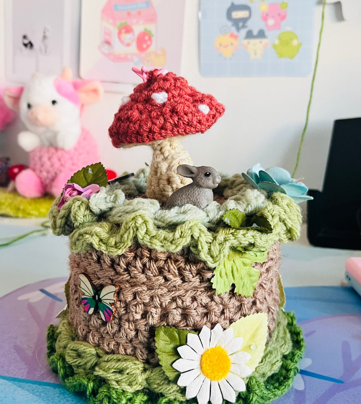 Crochet mushroom cake