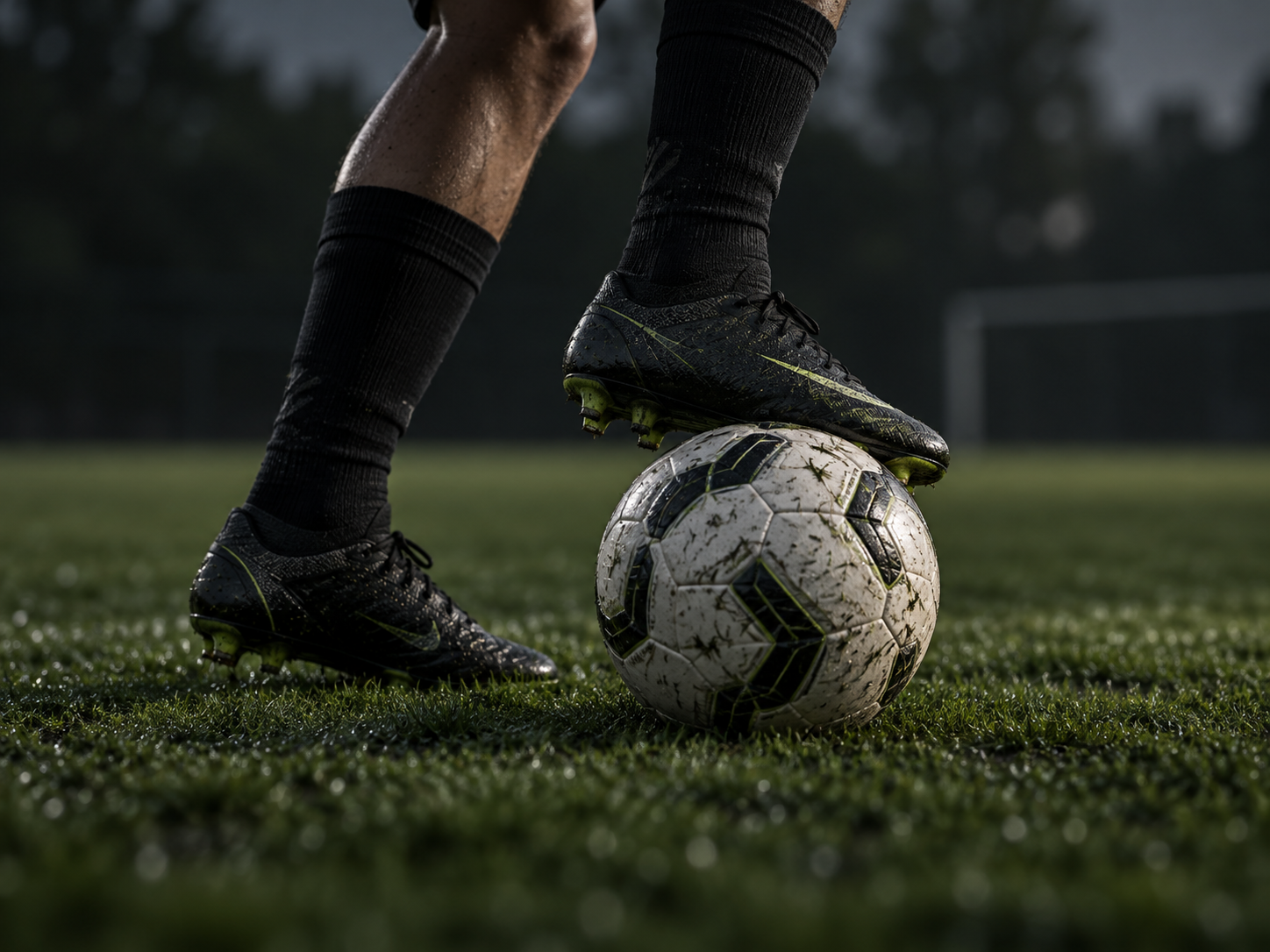 Footballer practising close ball control
