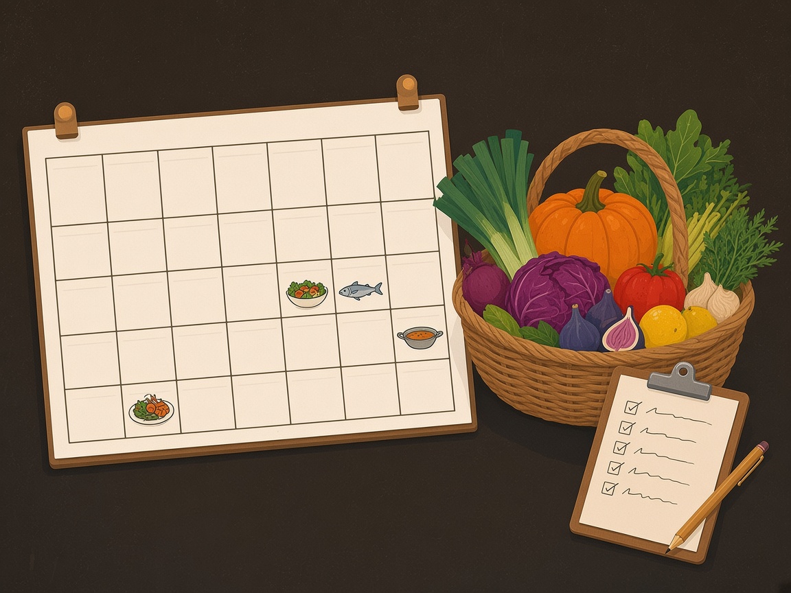 A hand-drawn sketch of the weekly meal planner