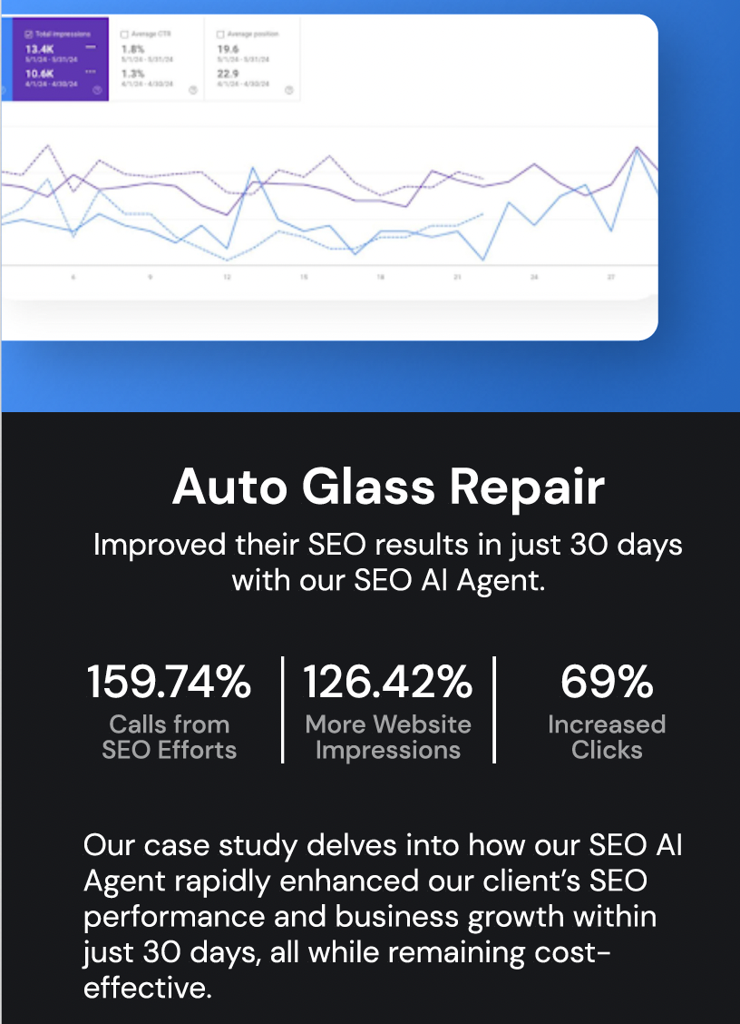 Auto Glass Repair client search results over 30 days