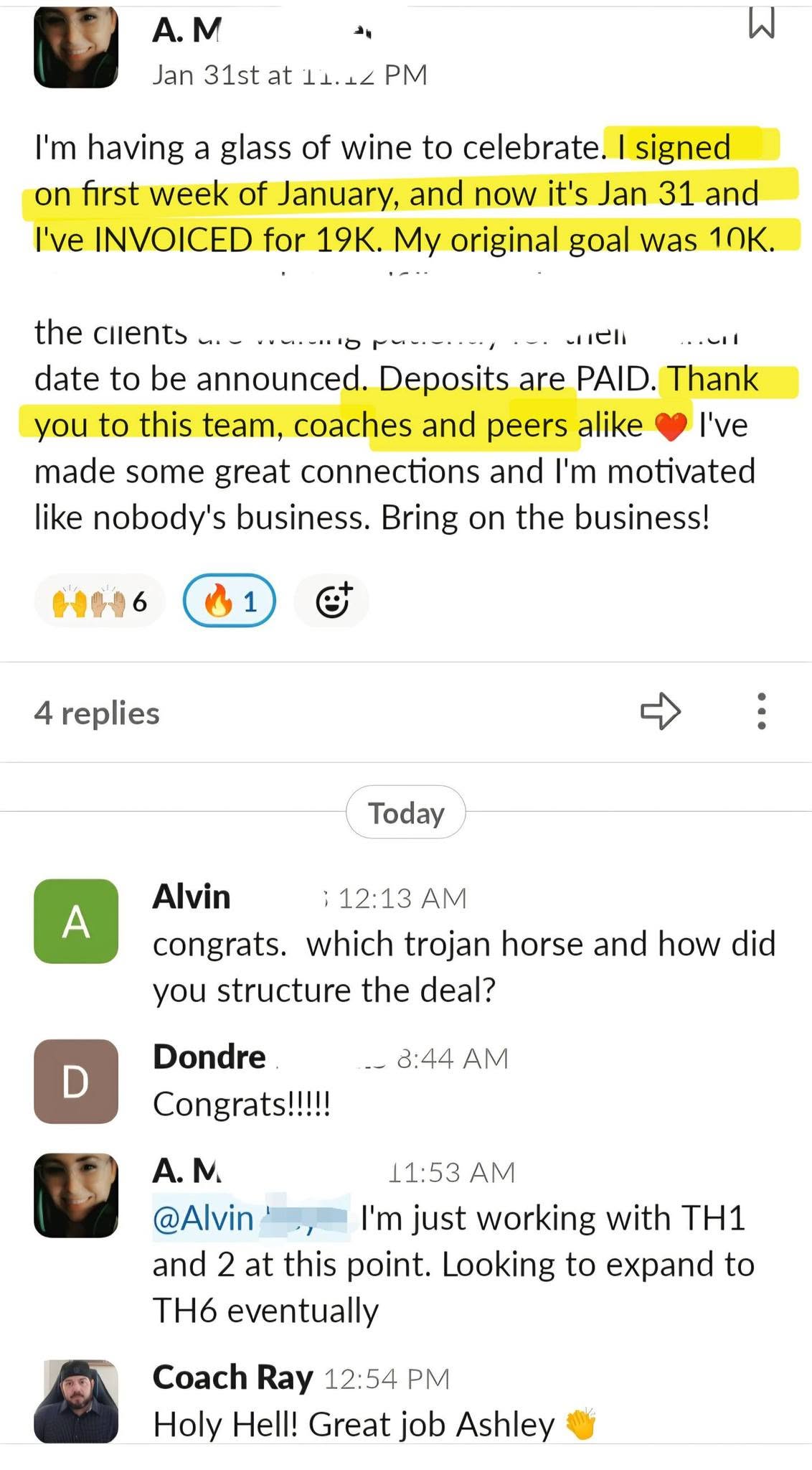 Client message from a Fred and Ray agency engagement