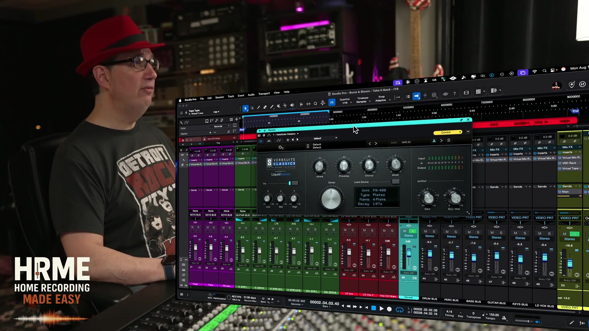 David Vignola showing the Slate Digital VerbSuite Classics reverb plugin in his DAW.