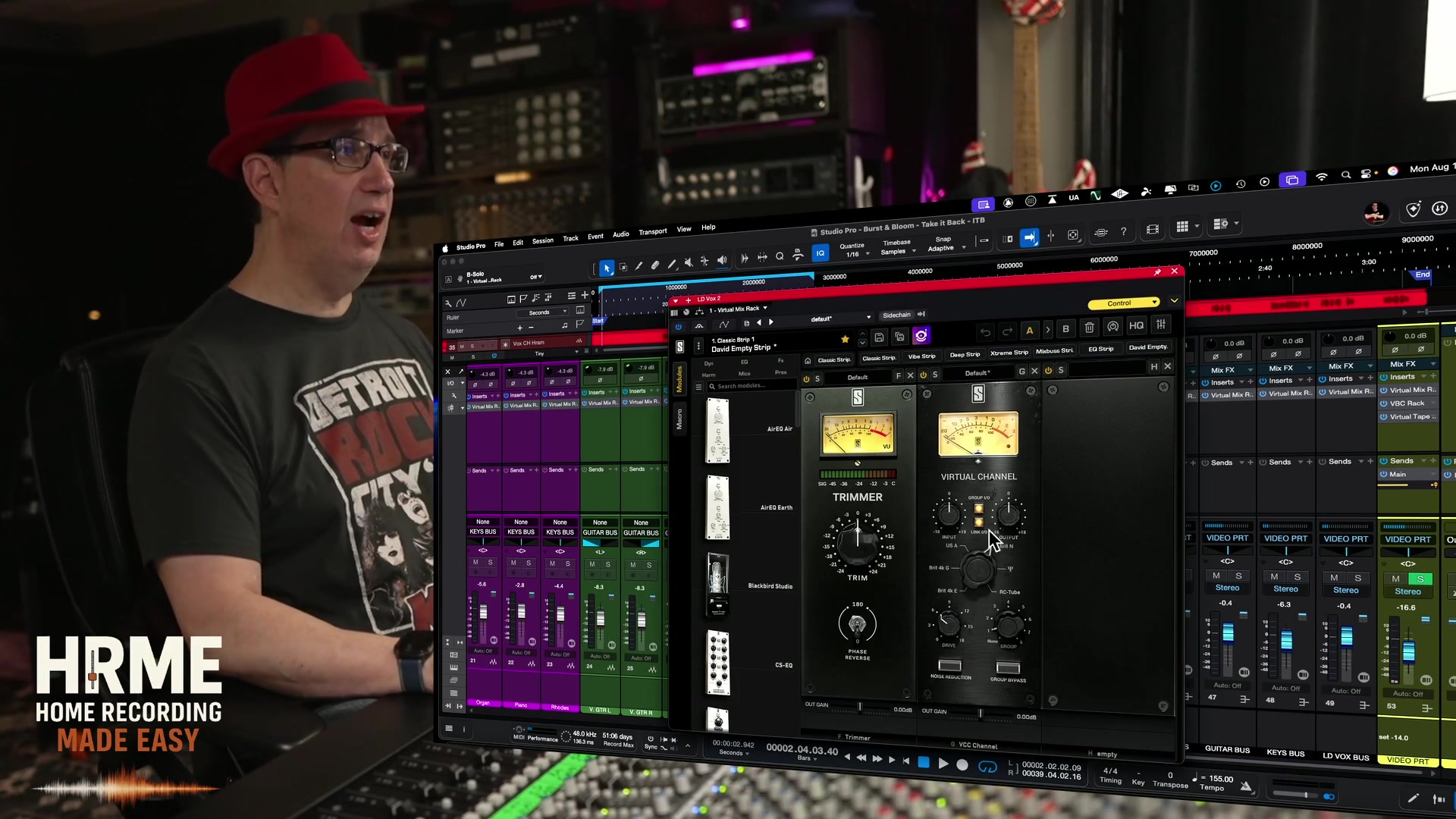 David Vignola beside the Virtual Channel module in Slate Digital Virtual Mix Rack.