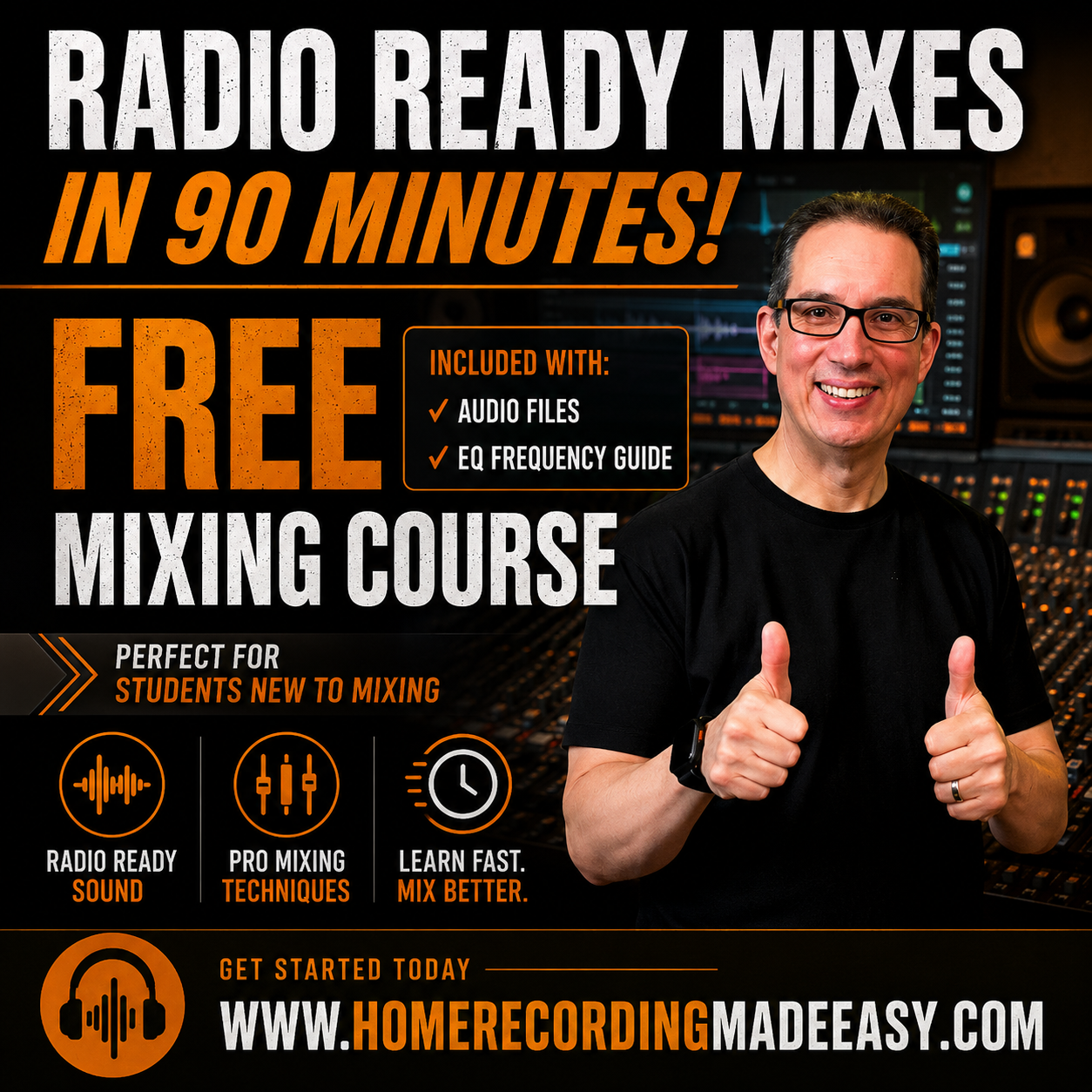 Get the free 90-minute mixing course from David Vignola at Home Recording Made Easy.