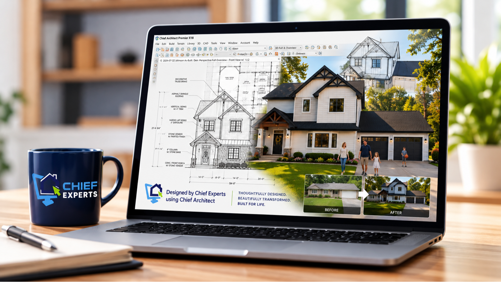 Chief Architect home design shown on a laptop