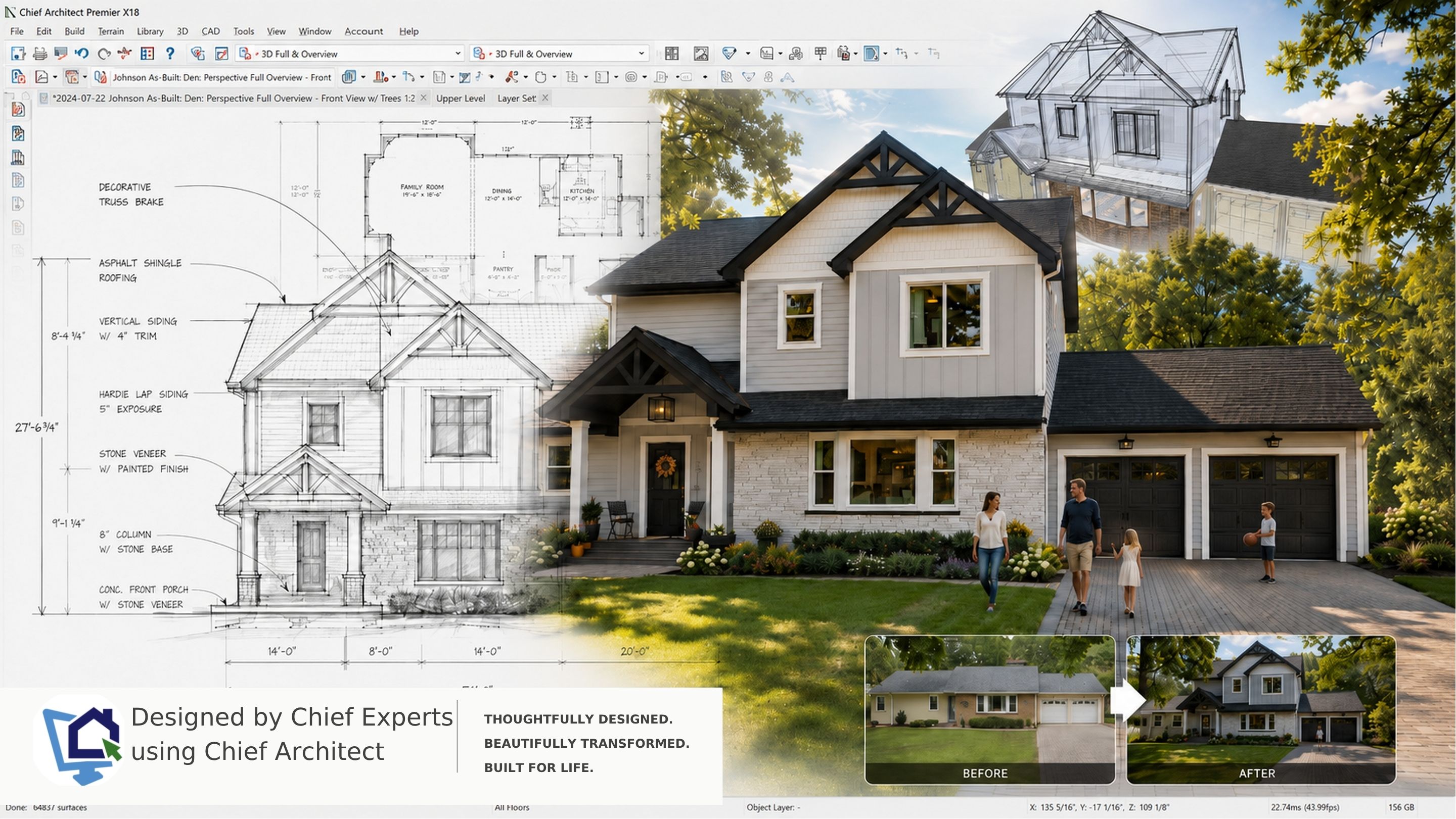 Detailed residential floor plan created in Chief Architect