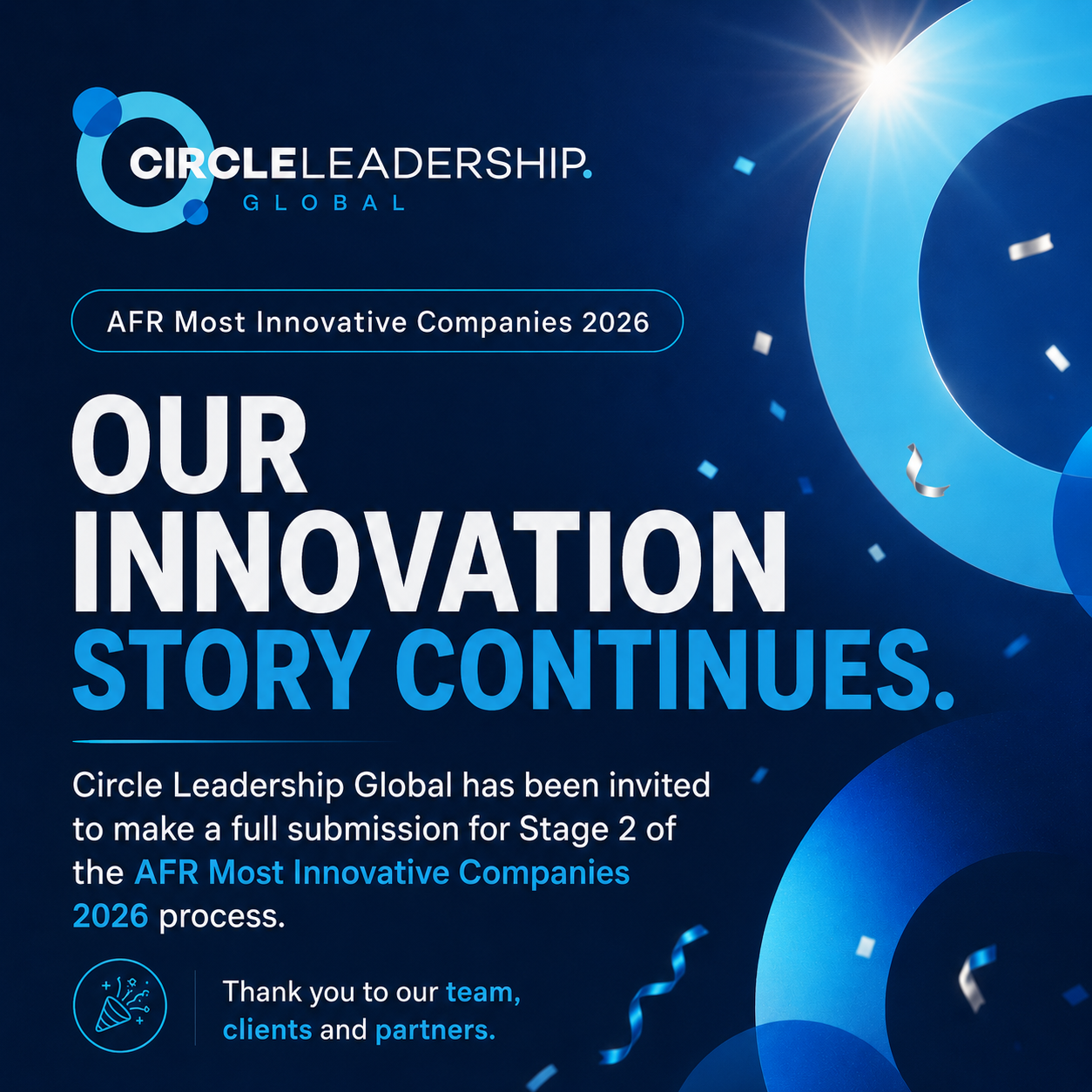 Circle Leadership Global — invited to Stage 2 of the AFR Most Innovative Companies 2026