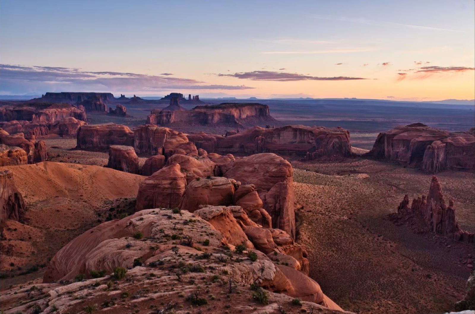 The finished Hunts Mesa photo after Golden Hour, Light Depth, and Super Contrast