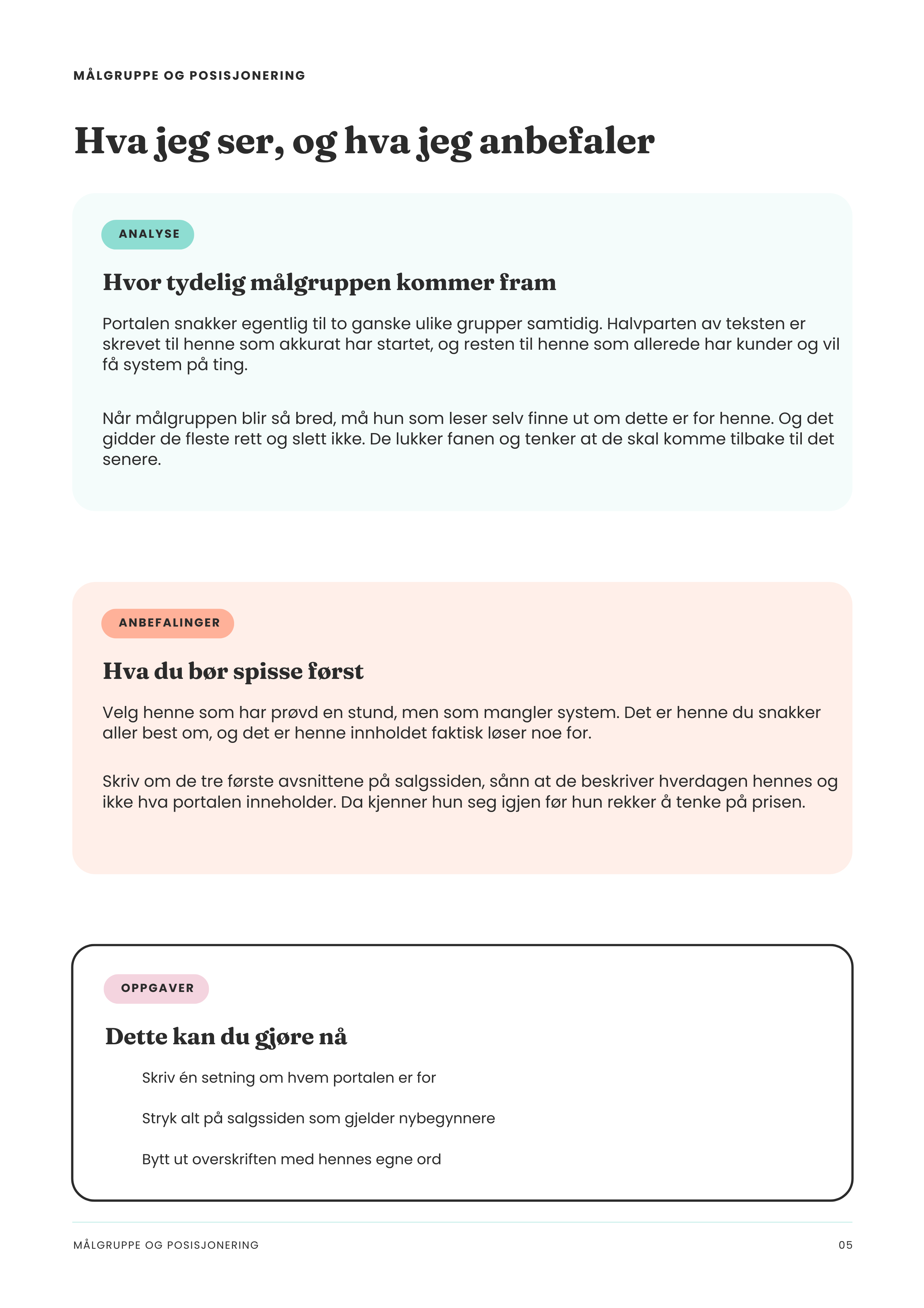 Eksempel på analyseside i rapporten