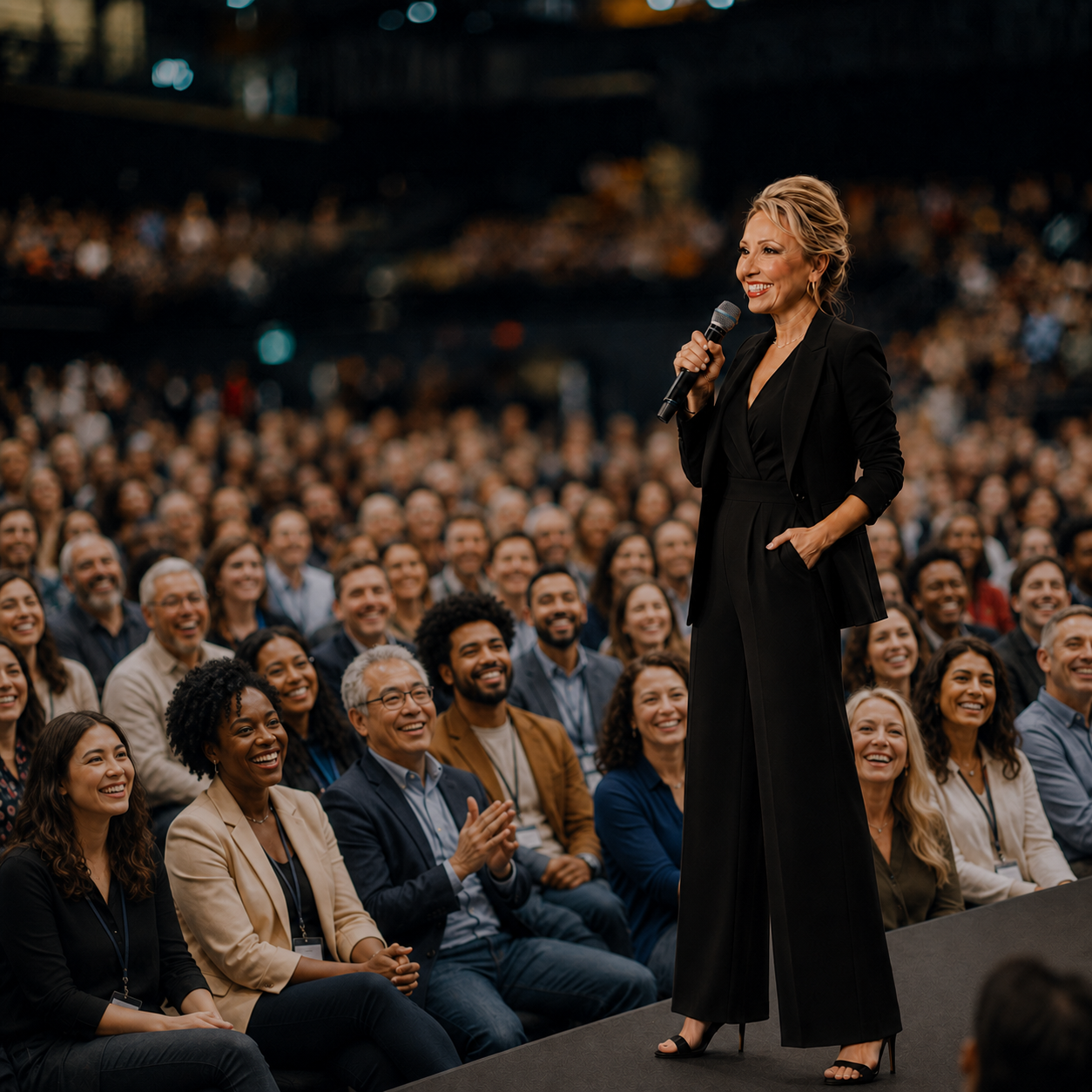 Fay Chapple speaking to a live audience