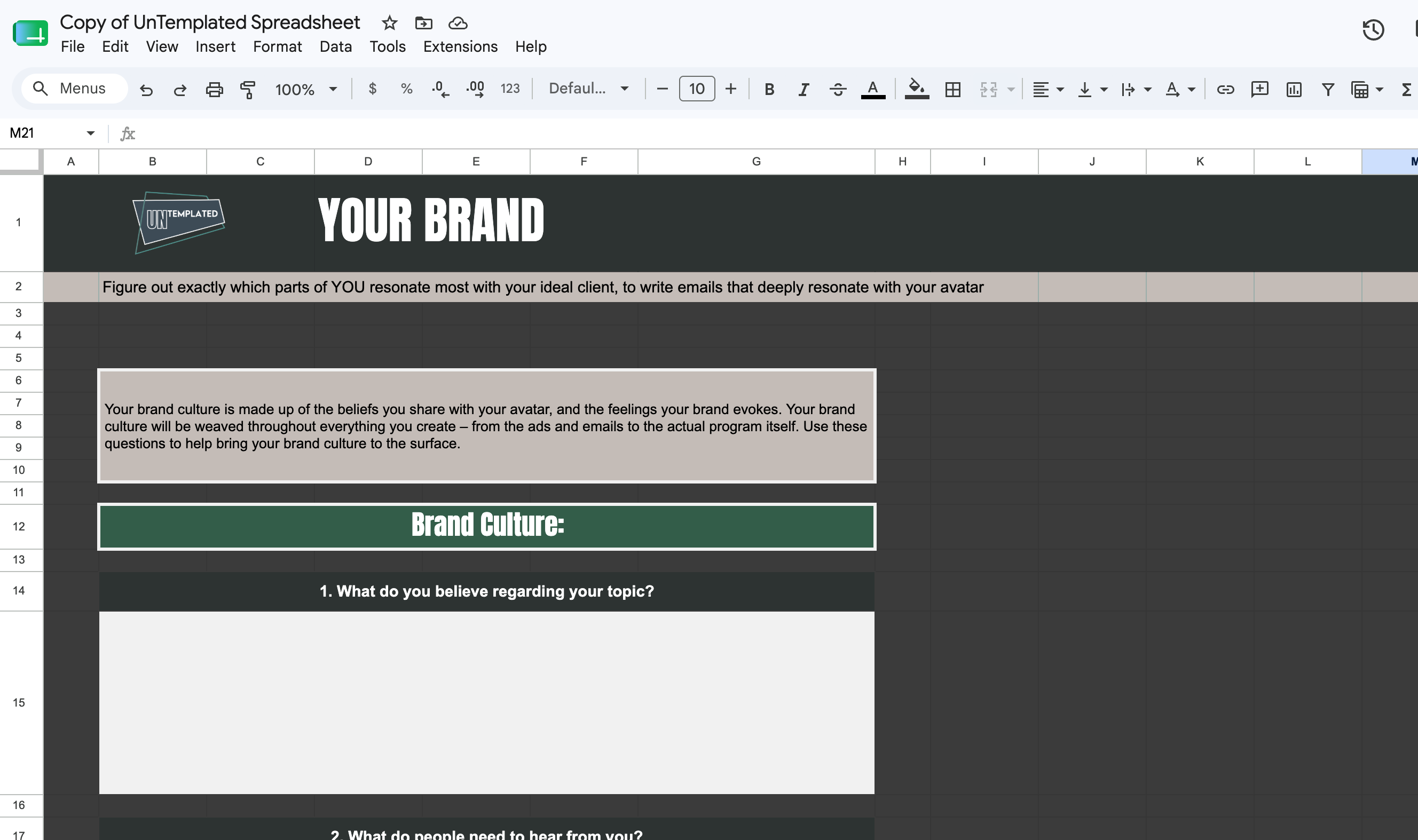 Your Brand Workbook