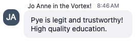 Testimonial from Jo Anne in the Vortex