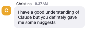 Testimonial from Christina