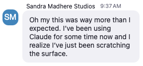 Sandra Madhere Studios testimonial