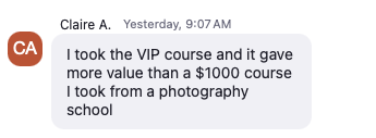 Claire A. testimonial