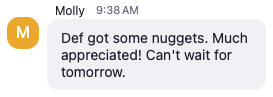 Testimonial from Molly