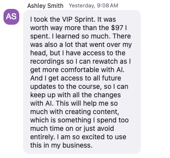 Ashley Smith testimonial
