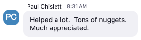Testimonial from Paul Chislett