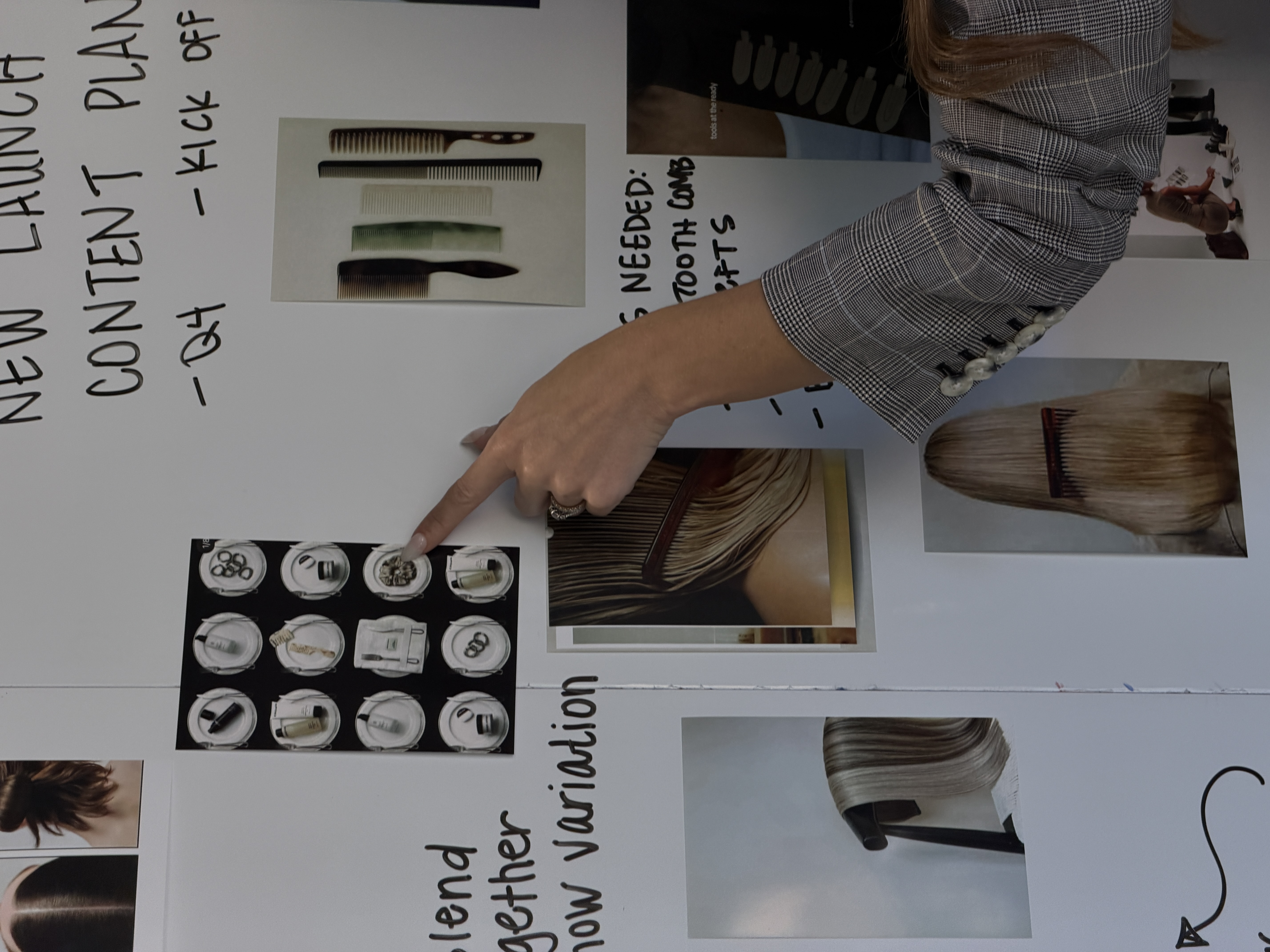 Content planning wall covered in reference images