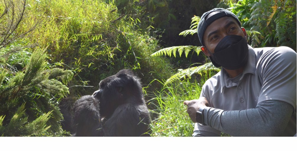 Linal Harris on a gorilla trek in Uganda