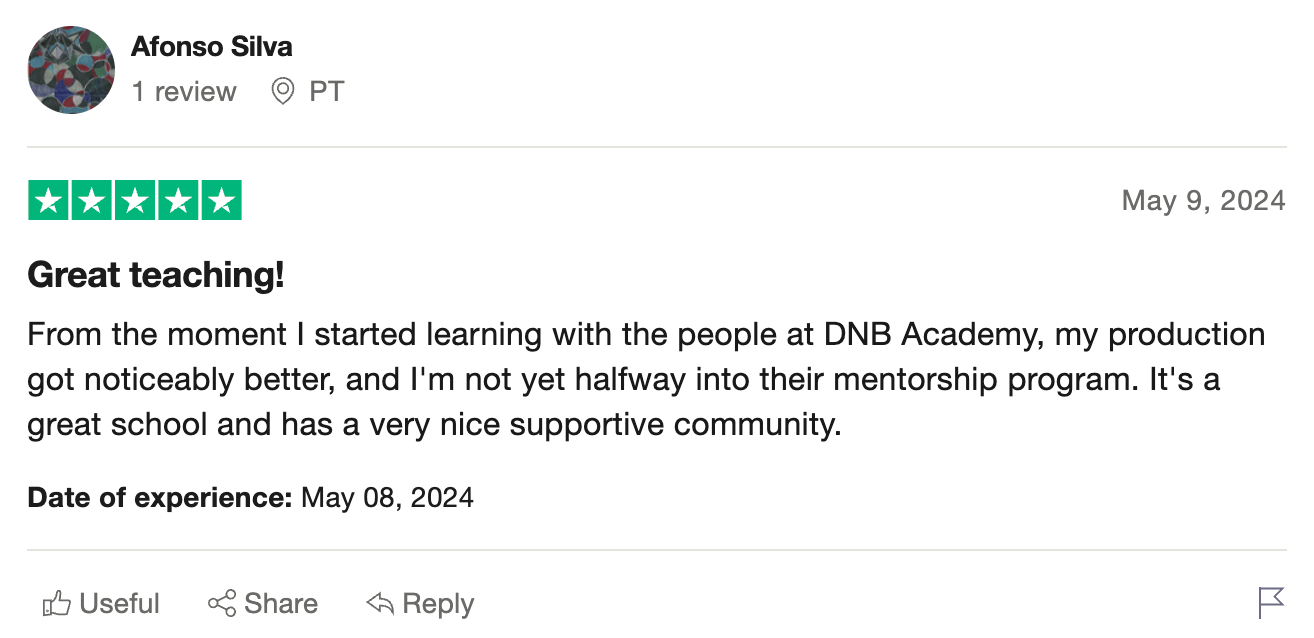 DNB Academy Trustpilot review from a verified student