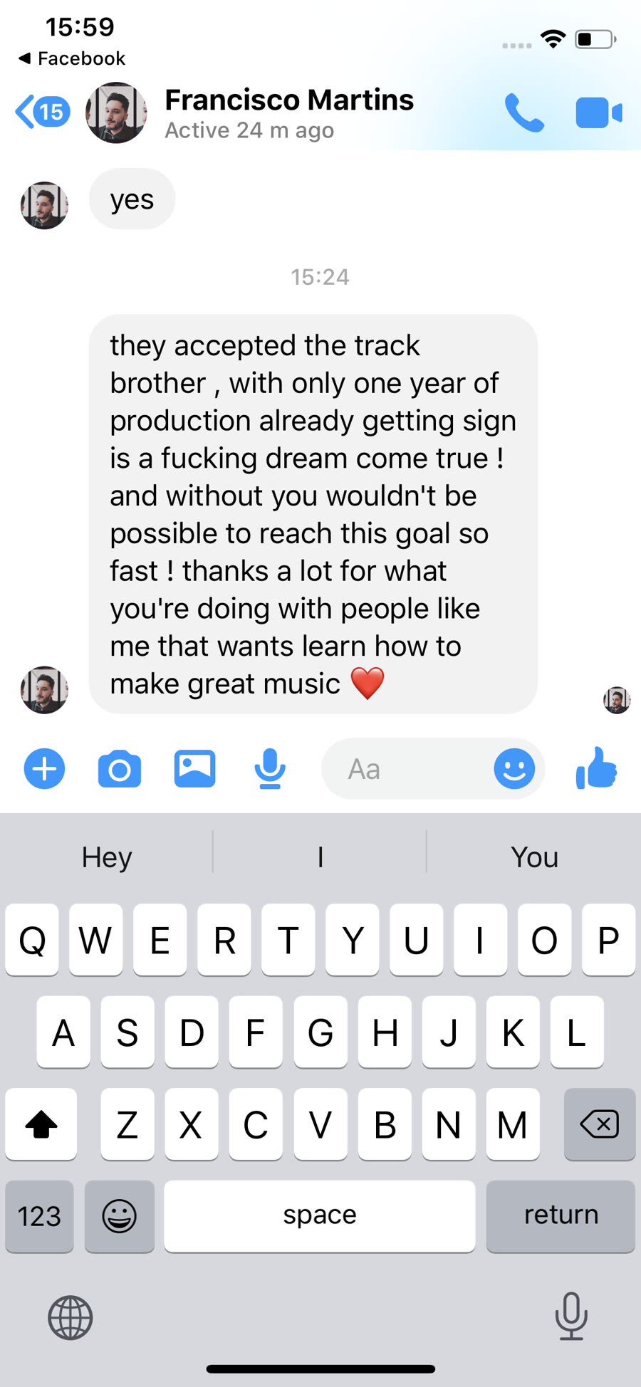 DNB Academy student message: label accepted the track