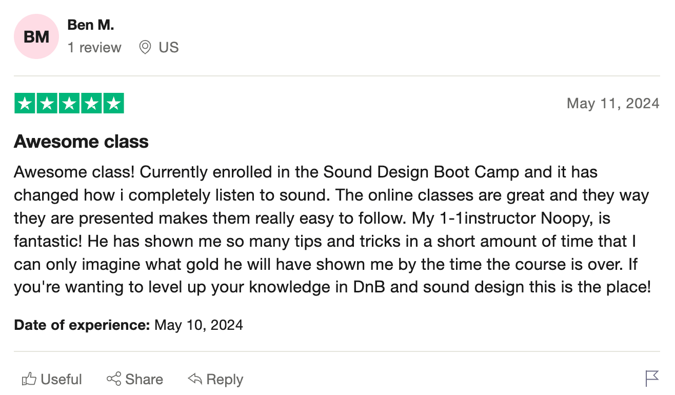DNB Academy Trustpilot review from a verified student