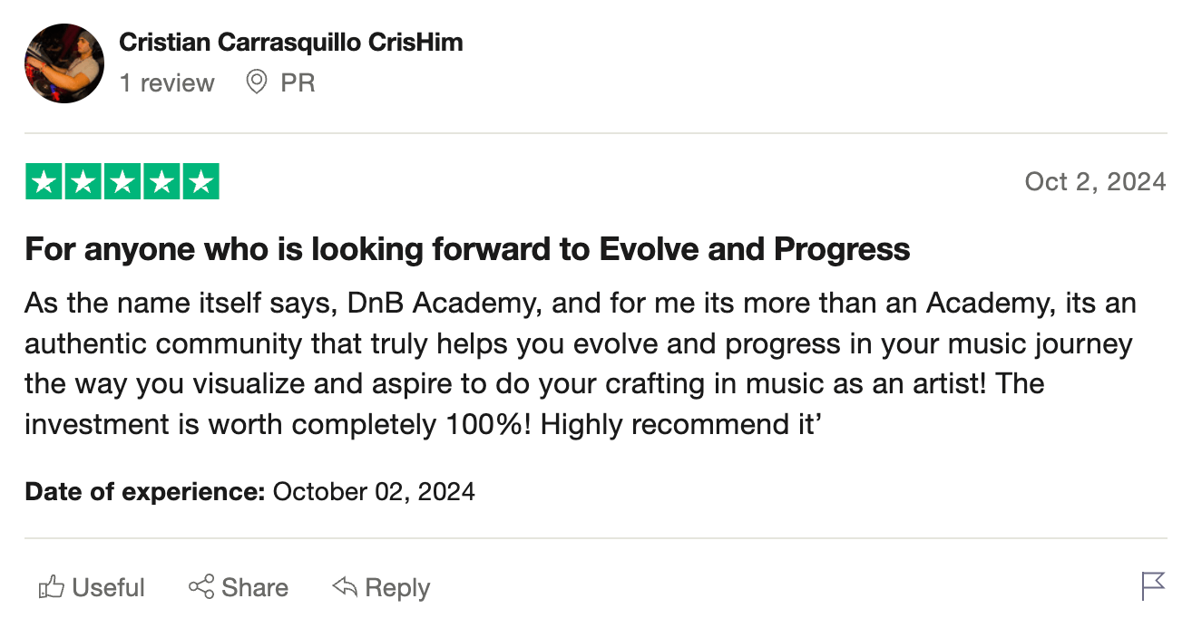 DNB Academy Trustpilot review from a verified student