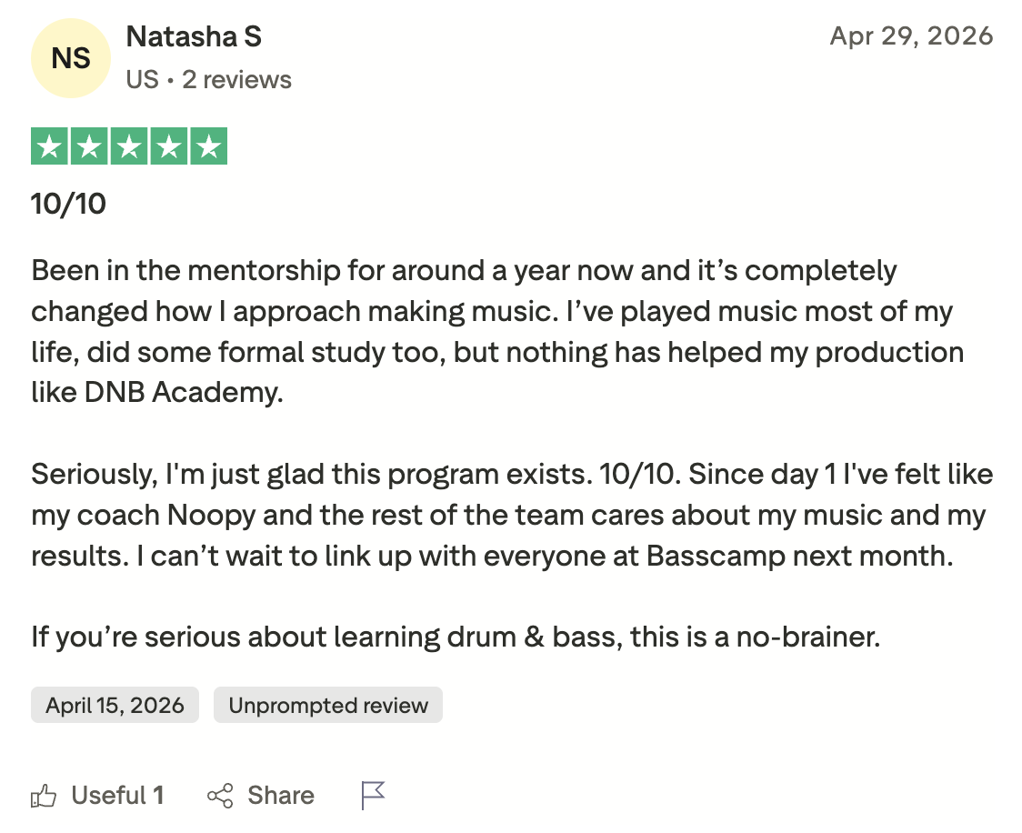 DNB Academy Trustpilot review from a verified student