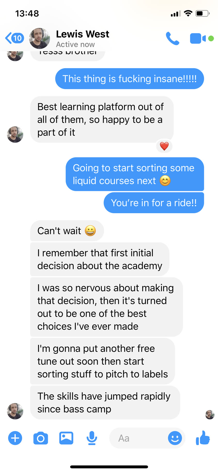 Message from a DNB Academy student about the program