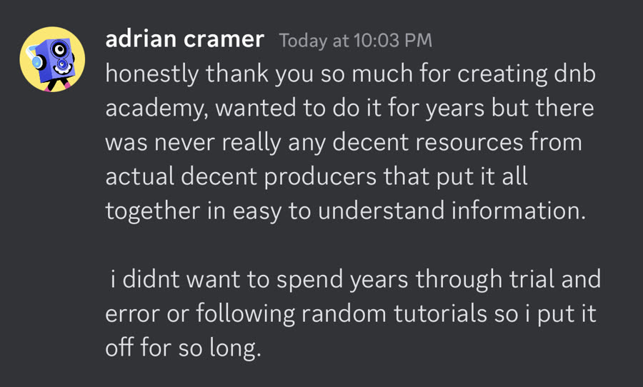 Message from a DNB Academy student about the program