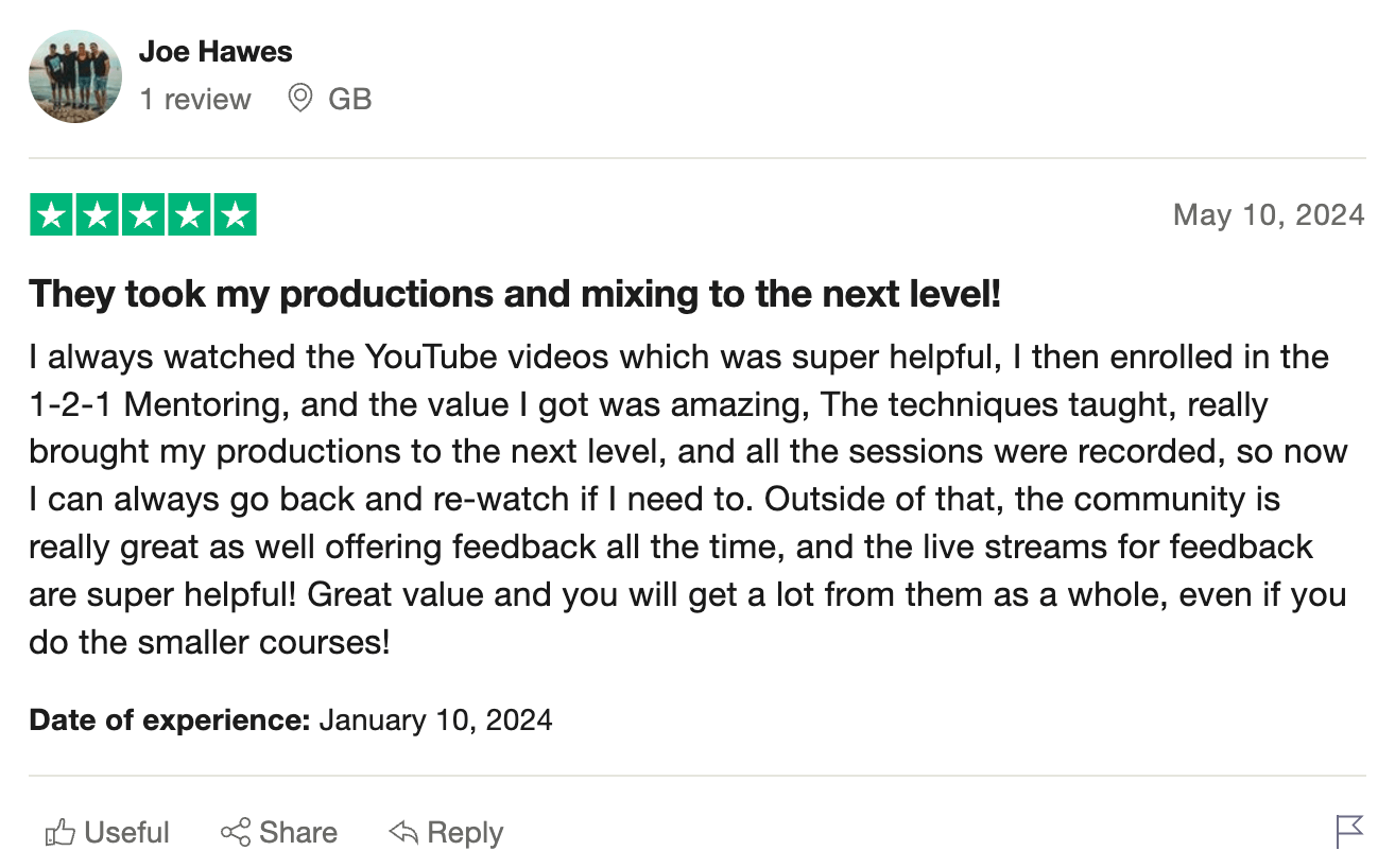 DNB Academy Trustpilot review from a verified student